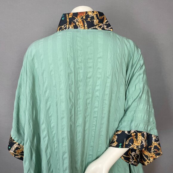 Kaftan Dress Light Green Handmade Kuwait Women Maxi Textured Fabric Pattern Trim - Picture 4 of 15